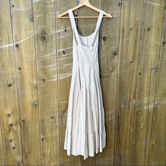 Beige Button-Front Tiered Criss-Cross Midi Dress 🌿 - Picture 8 of 10